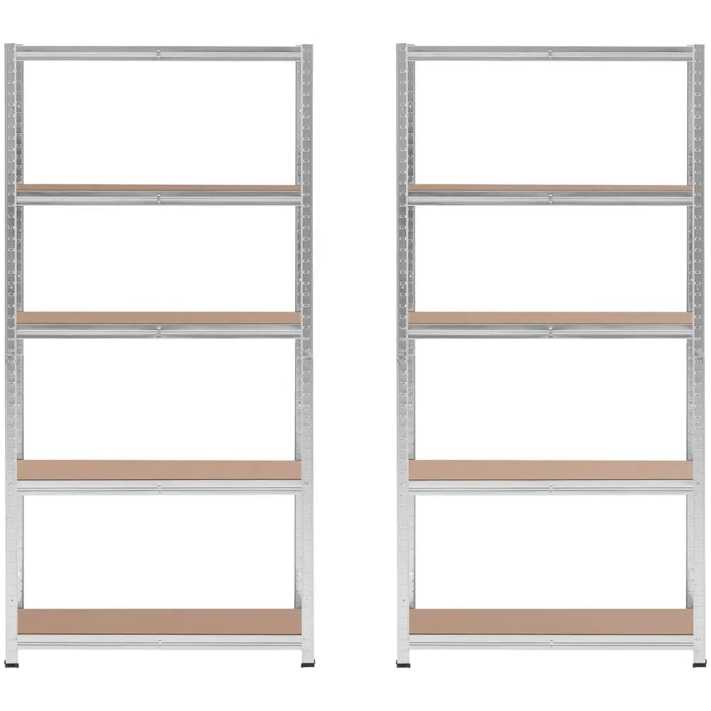 Lagerstålreol 5 Hyller 875 Kg 90 x 30 x 180 Cm Grå 2 Stk.
