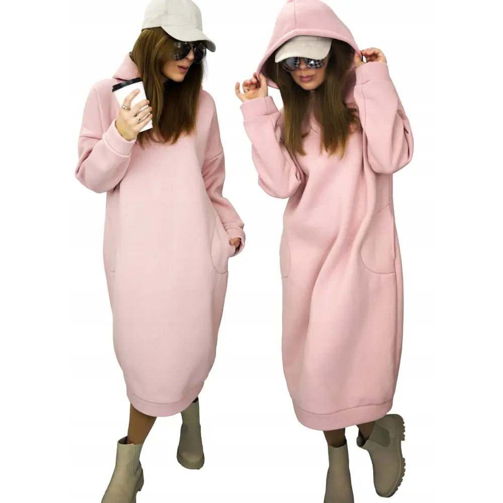 Lang Hettegenser Kjole Domenica Vid Oversize Rosa