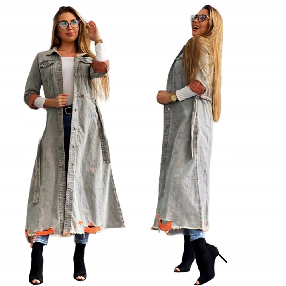 Lang Jeansfrakk Emotion Design Unik Mønster S/m