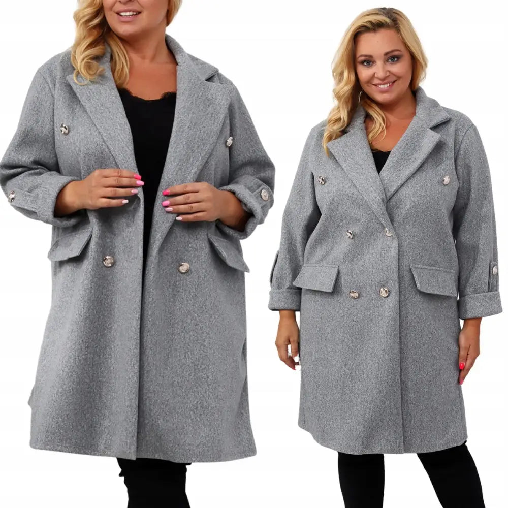 Lang Plus Size Høst/vår Grå Frakk