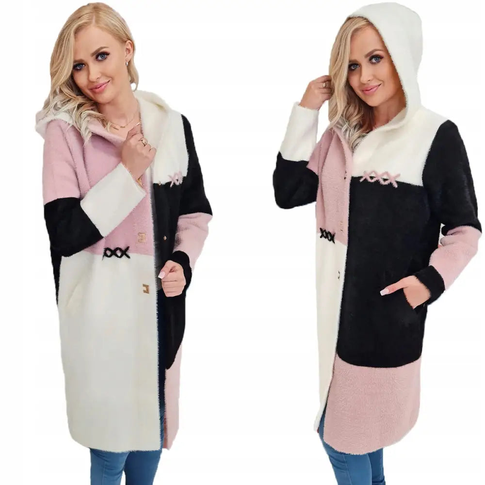 Lang Premium Alpakka Ullfrakk med Hette