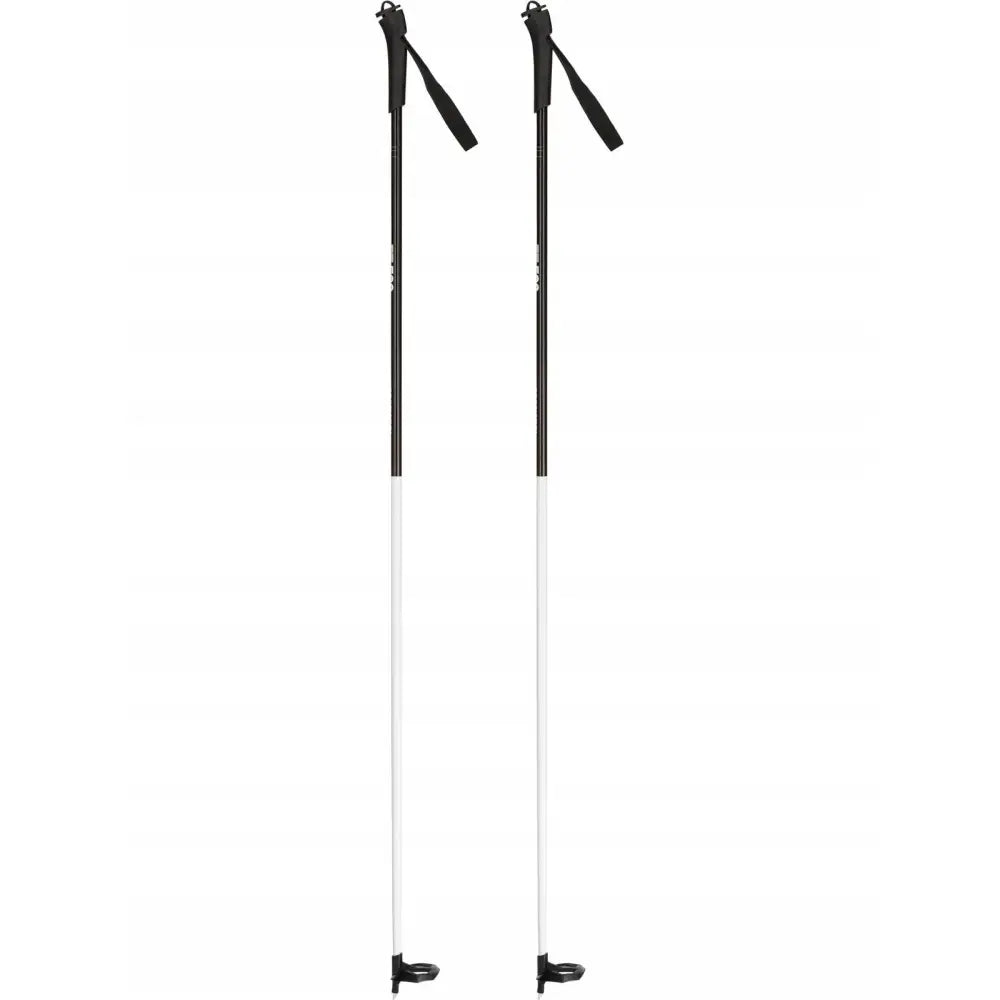 Langrennsski staver Rossignol Ft500 145 cm, frontbilde som viser sorte håndtak og hvite underdeler.