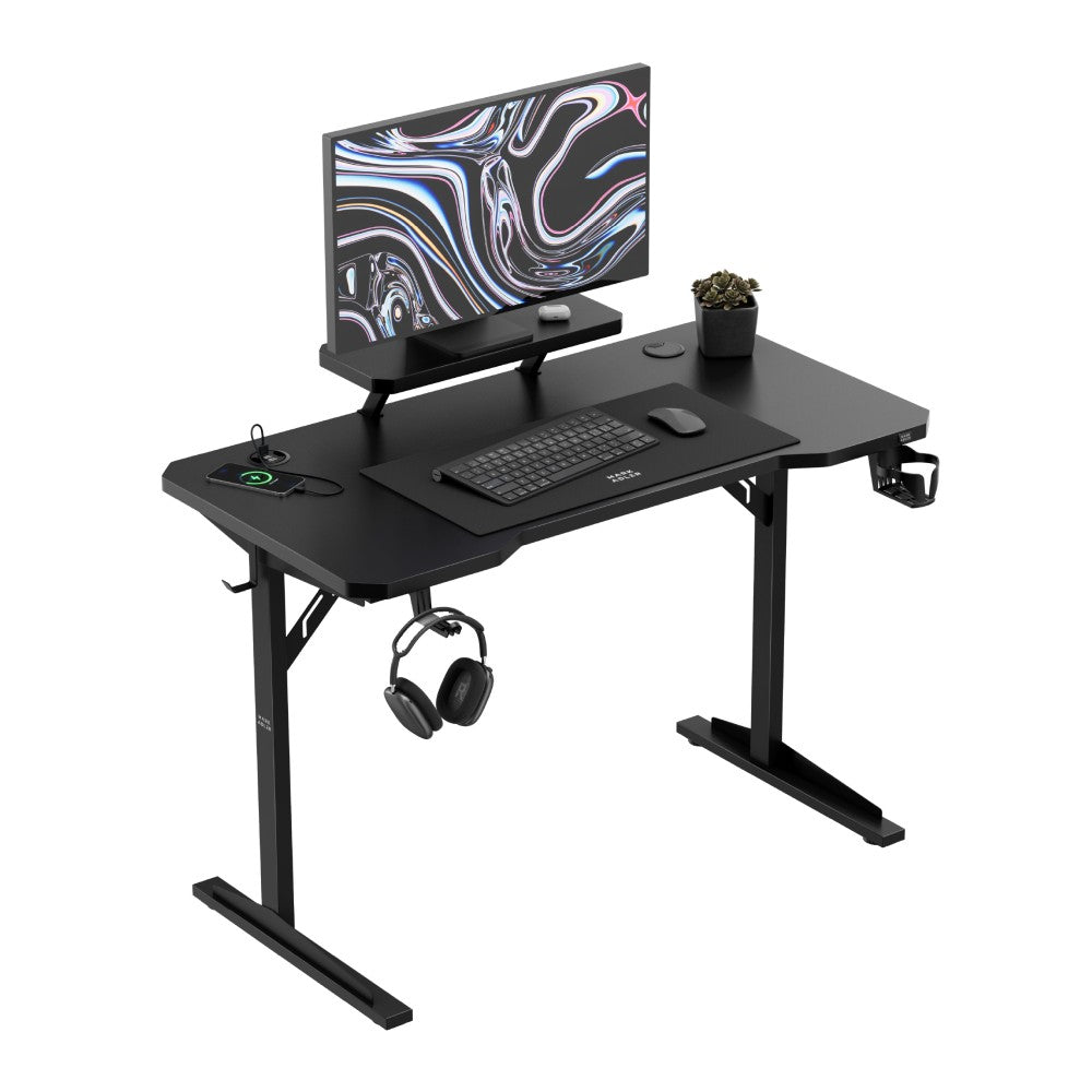 Mark Adler Leader 5.1 skrivebord svart 115 cm – frontvisning med hylle
