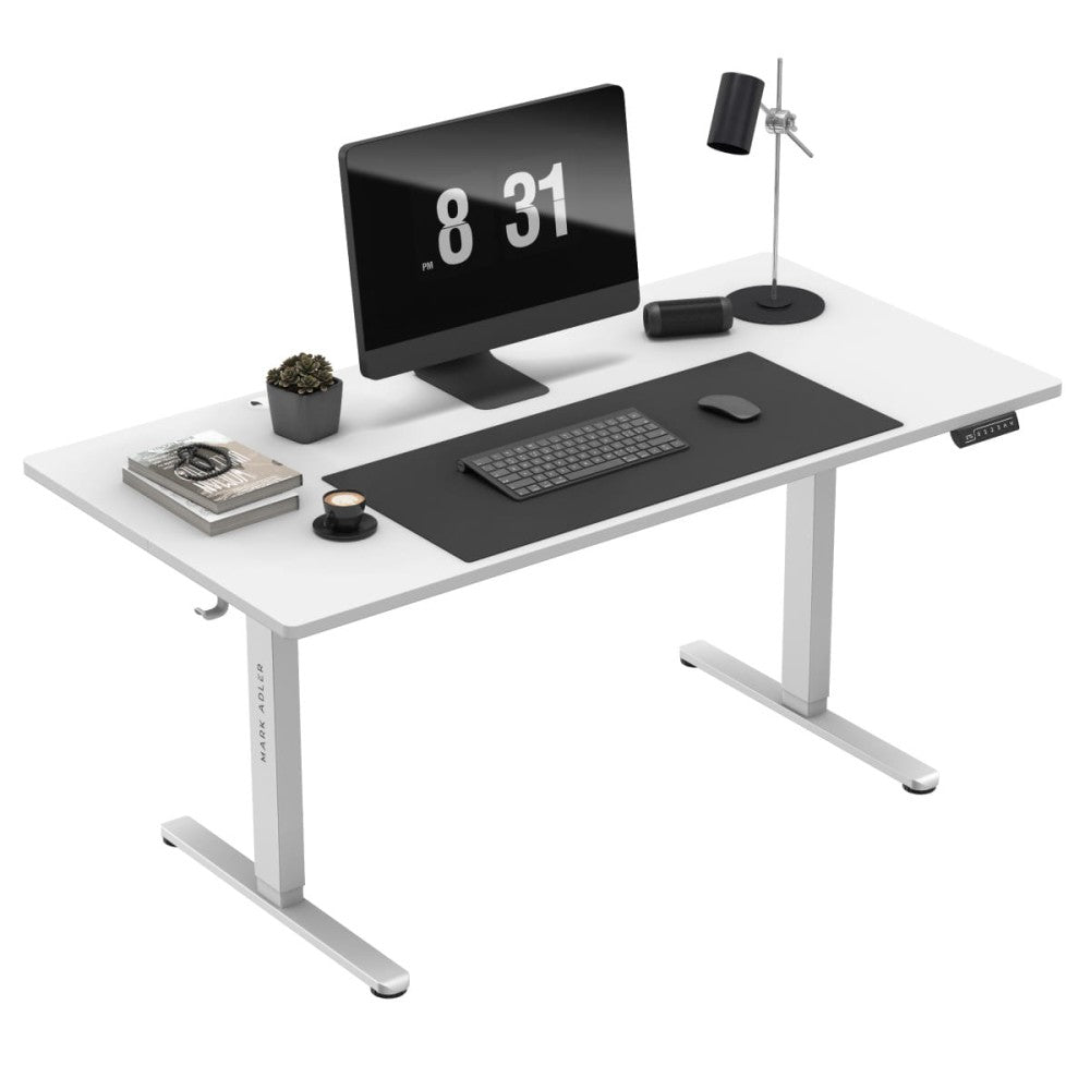 Mark Adler Leader 7.6 elektrisk hev-senk skrivebord hvit 160 cm – frontvisning
