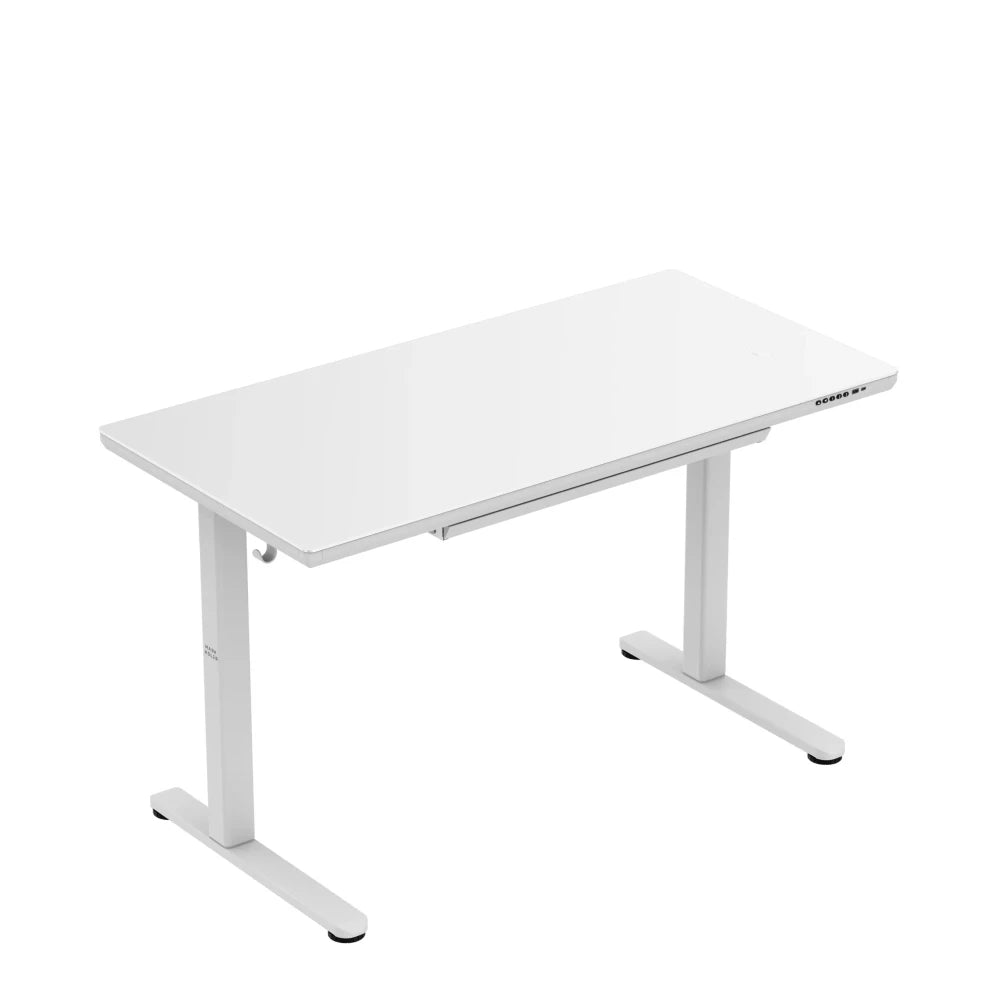 Hvit glassbord Mark Adler Leader 8.5 – nærbilde av bordplate