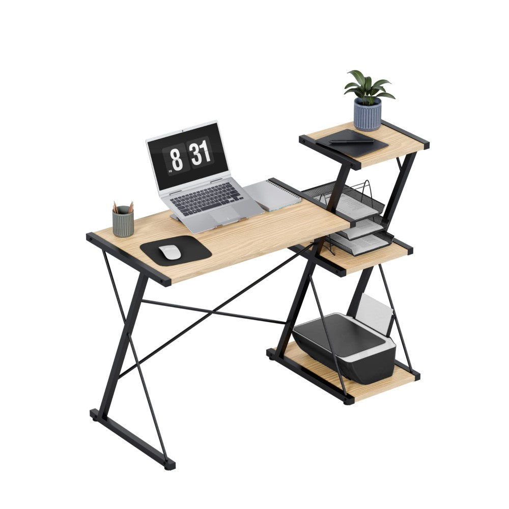 Mark Adler Leader 3.5 eik skrivebord 116 cm med hyllemodul, frontvisning