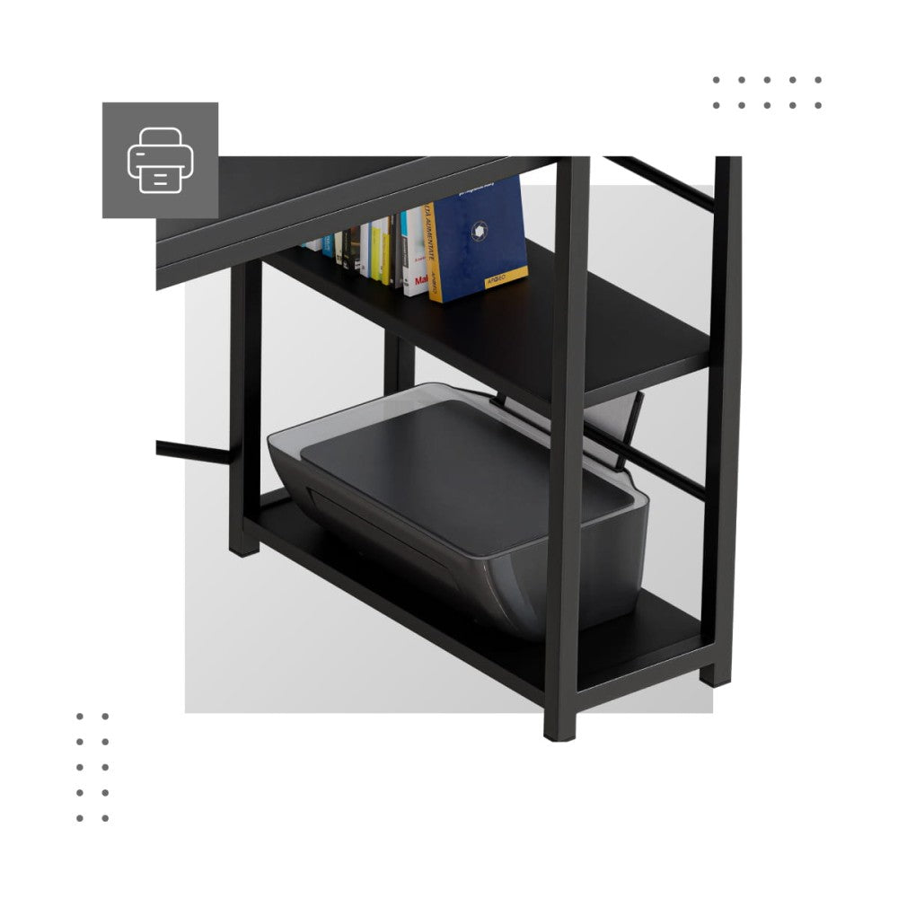 Hjemmekontor skrivebord Leader 4.0 svart med plass til skjerm og PC