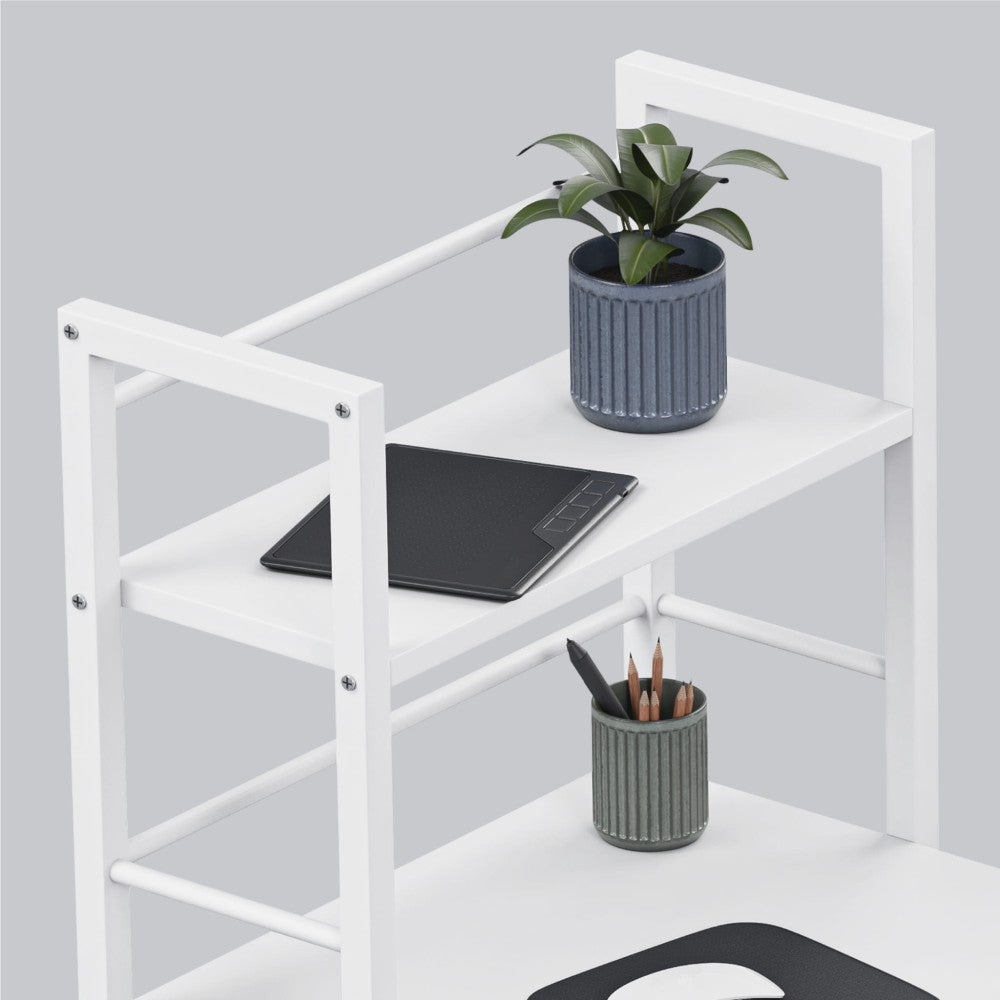 Sideperspektiv Mark Adler Leader 4.0 hvit skrivebord 120 cm