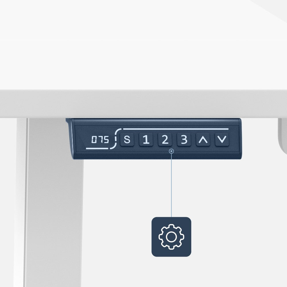Elektrisk hev-senk skrivebord Mark Adler Leader 7.6 hvit – sidevinkel