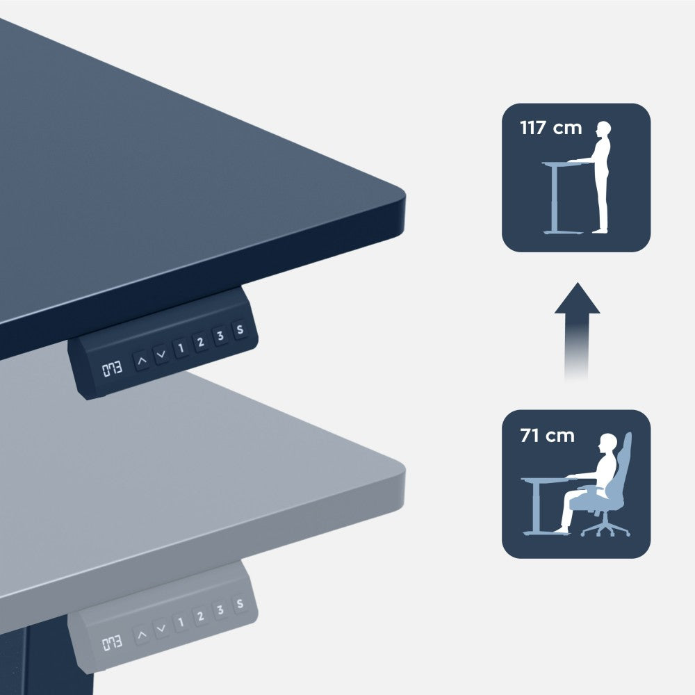 Elektrisk hev-senk skrivebord Leader 9.3 svart – understell detalj