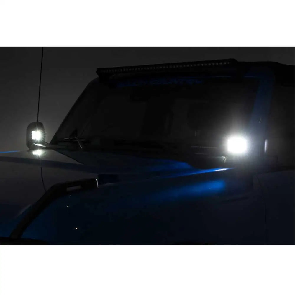 Led-lys Ford New Bronco 4 d 21- Firkantet Hvit Drl Rough Country Black Series