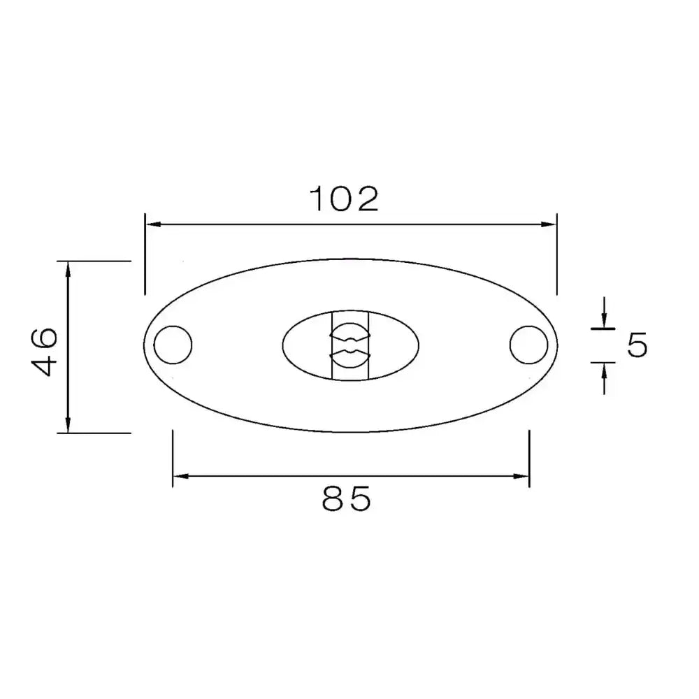 LED sidemarkeringslampe Flatpoint II, teknisk tegning med mål og plassering av monteringshull.