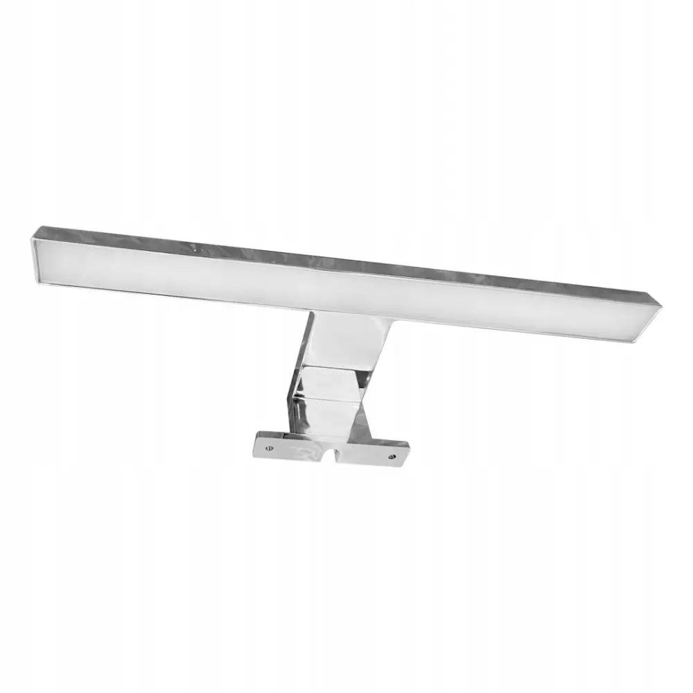 LED-speil lampe 5W i blankt krom, sett fra undersiden med synlig hvit lysflate og festeanordning.