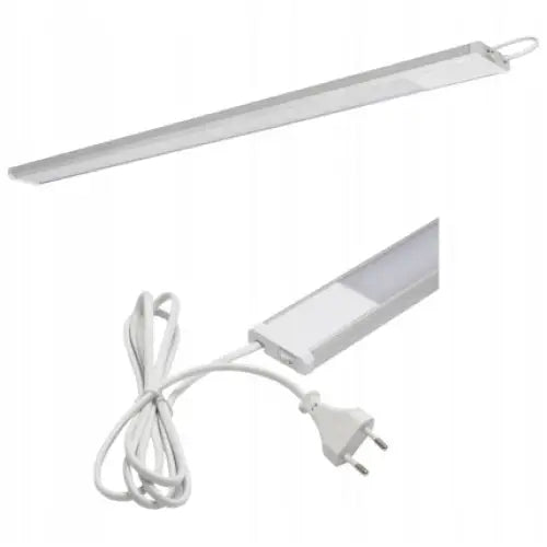 LED underkapningsarmatur 20W, hvit lyslist på 120 cm med synlig strømkabel og stikkontakt.