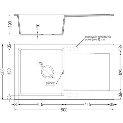 Leo Kjøkkenvask 1 Kum 900x500 Mm Grå 6501901010-71-b