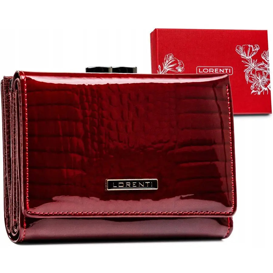 Liten Damepung i Lakkert Skinn med Eksotisk Mønster fra Lorenti