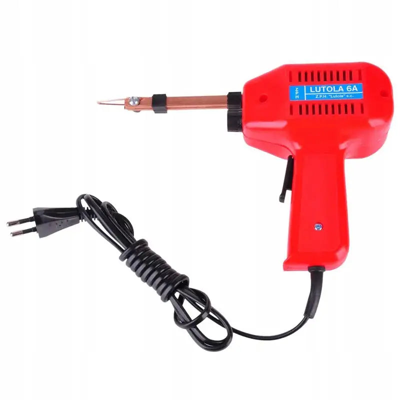 Loddebolt L6B Transformer 100W, sidevisning med rød håndtak, svart utløser og tydelig loddespiss.