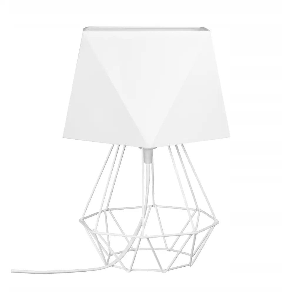 Loft nattlampe med diamantmønsteret skjerm i hvitt metallnett, frontvisning mot hvit bakgrunn.