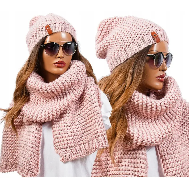 Lue Beanie + Skjerf Hals Sett Farger