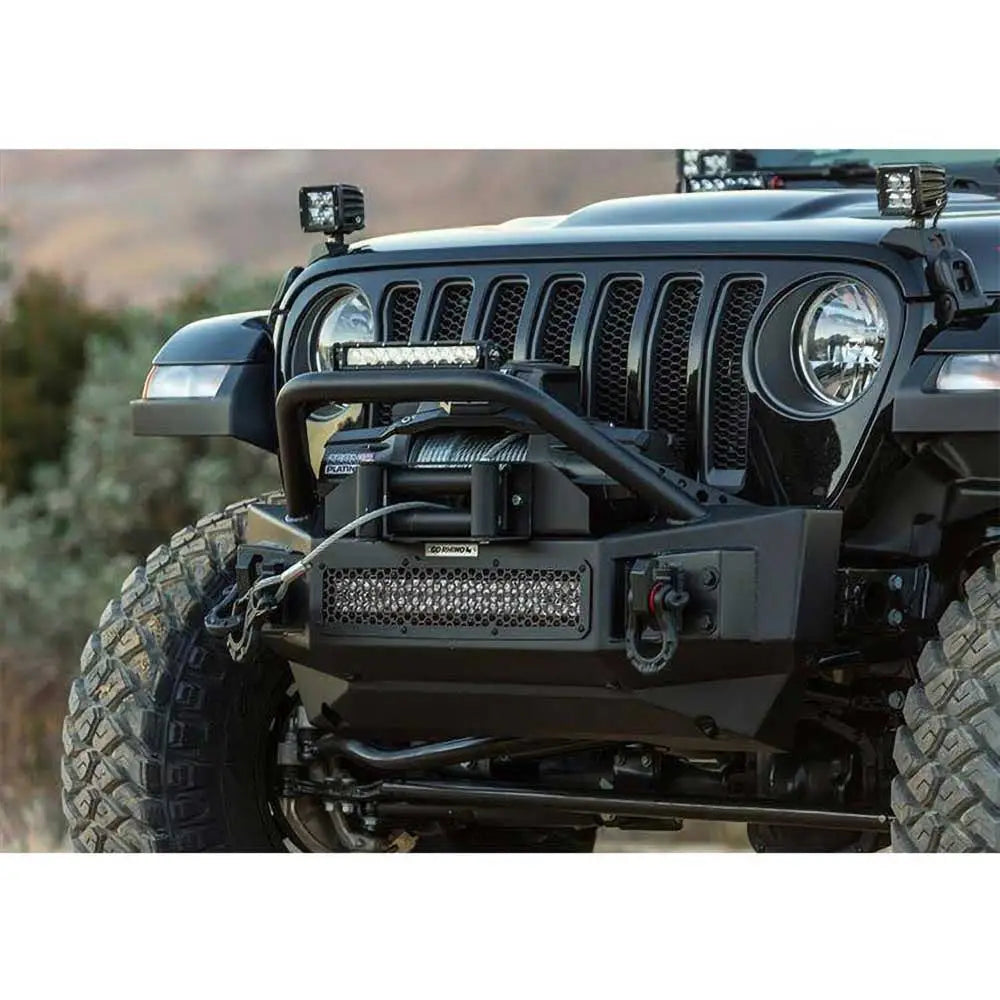 Go Rhino Rockline Moccasin sidebeskyttelse for Jeep Wrangler JL 2D – installert på kjøretøy