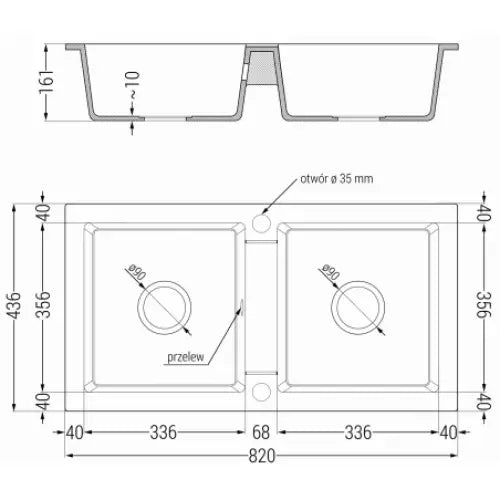 Mario Kjøkkenvask 2 Kummer 820x436 Mm Hvit 6504822000-20-b