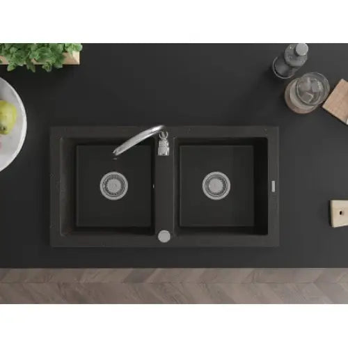 Mario Kjøkkenvask 2 Kummer 820x436 Mm Svart/gull - 6504822000-75