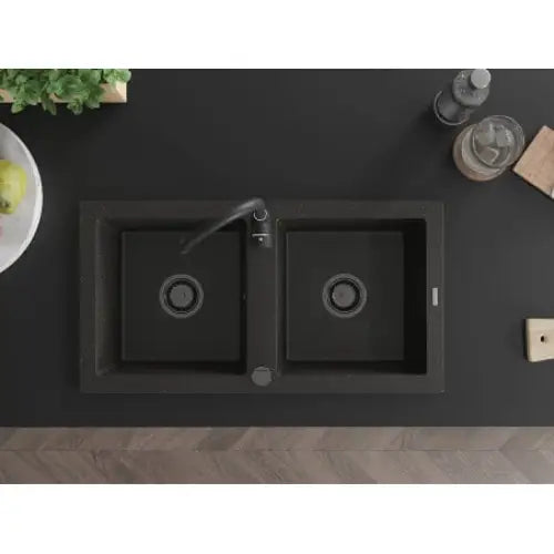 Mario Kjøkkenvask 2 Kummer 820x436 Mm Svart/gull 6504822000-75-b