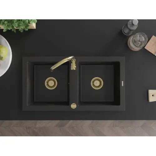 Mario Kjøkkenvask 2 Kummer 820x436 Mm Svart/sølv - 6504822000-73-g