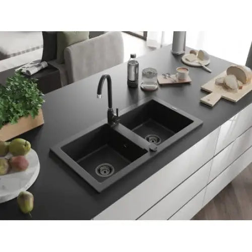 Mario Kjøkkenvask 2 Kummer 820x436 Mm Svart 6504822000-77-b