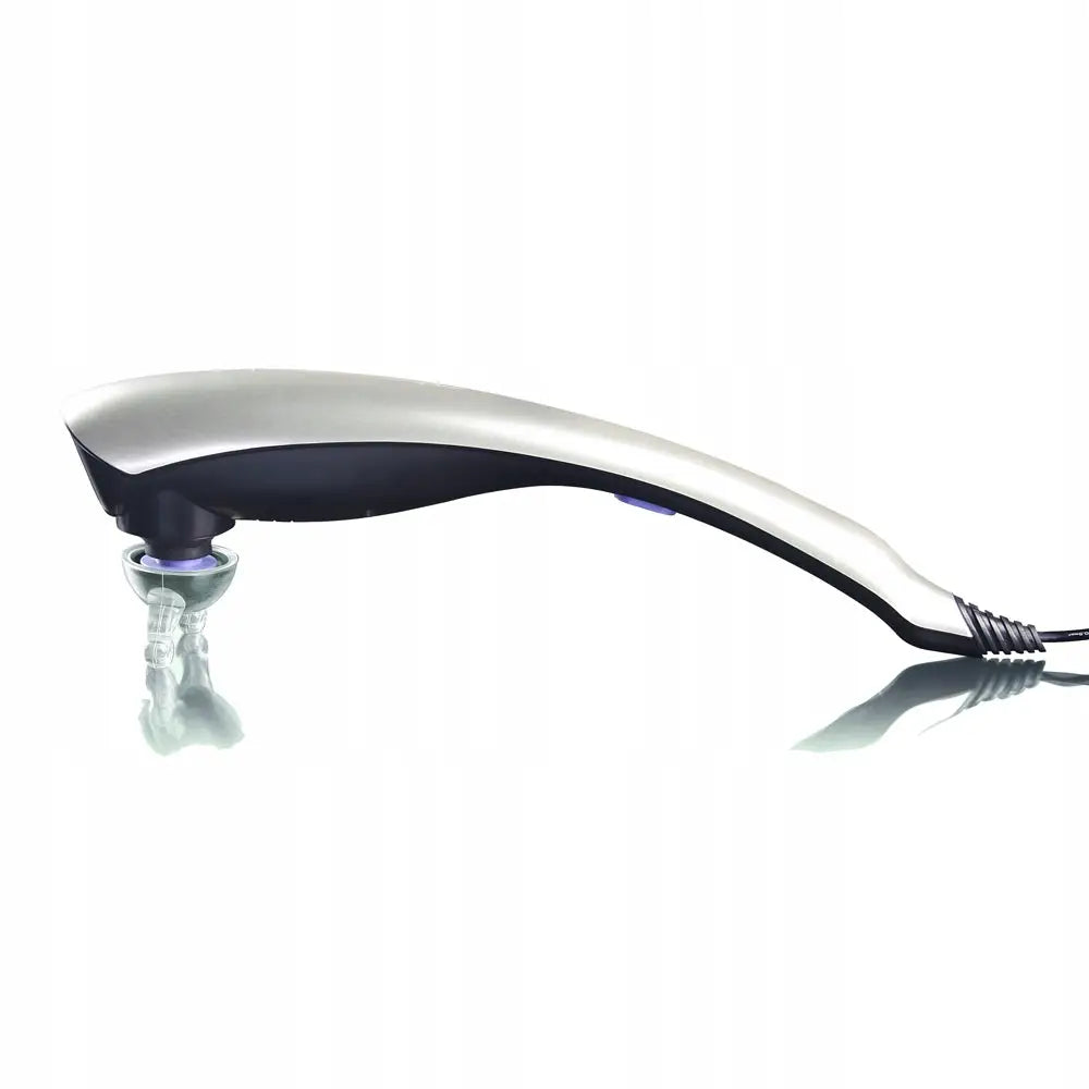 Massasjeapparat inSPORTline C21, sidevisning med rundt massasjehode og synlig ledning bak.