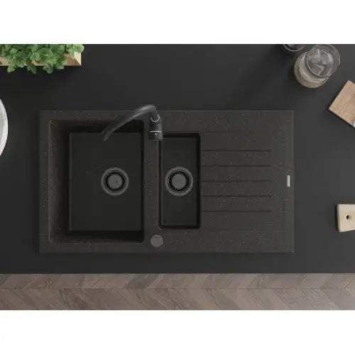 Matias Kjøkkenvask 1 1/2 Kum 900x505 Mm Svart/gull 6502901505-75-b