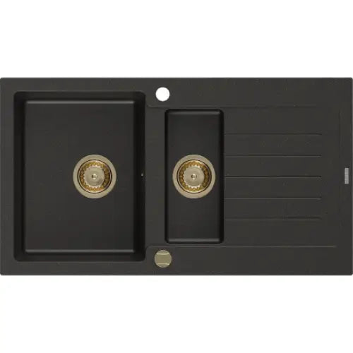 Matias Kjøkkenvask 1 1/2 Kum 900x505 Mm Svart/gull - 6502901505-75-g