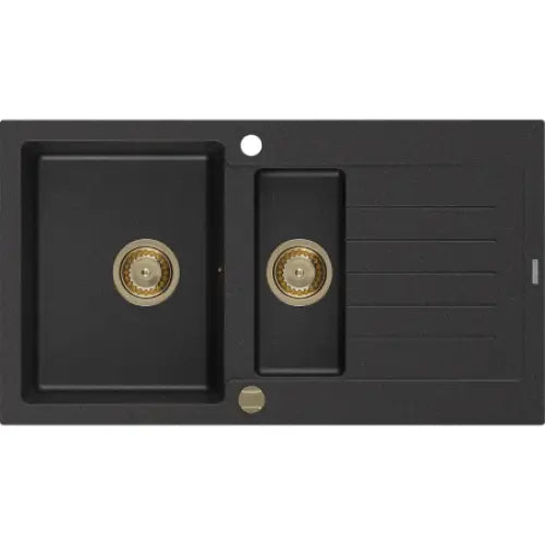 Matias Kjøkkenvask 1 1/2 Kum 900x505 Mm Svart/sølv - 6502901505-73-g
