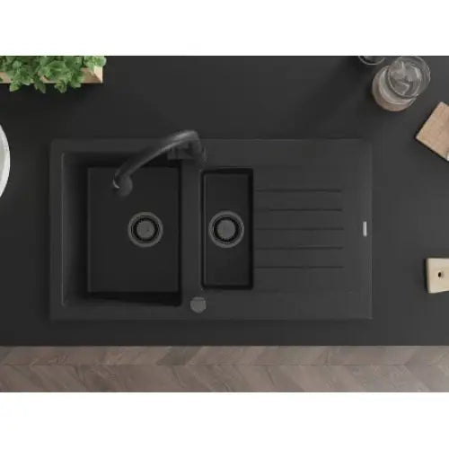 Matias Kjøkkenvask 1 1/2 Kum 900x505 Mm Svart/sølv 6502901505-73-b
