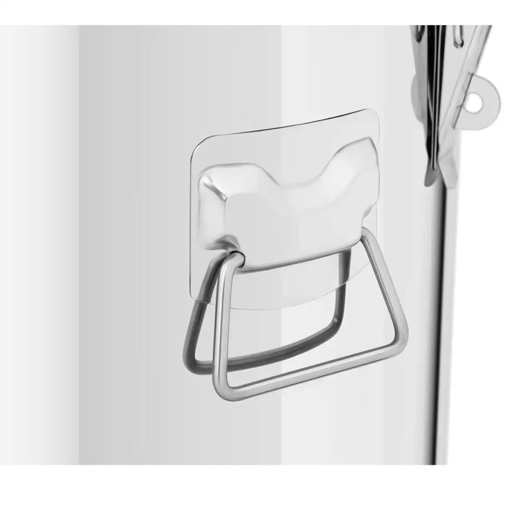 Mattransport ståltermos 60L, nærbilde av robust, rektangulært håndtak i rustfritt stål på blank beholder.