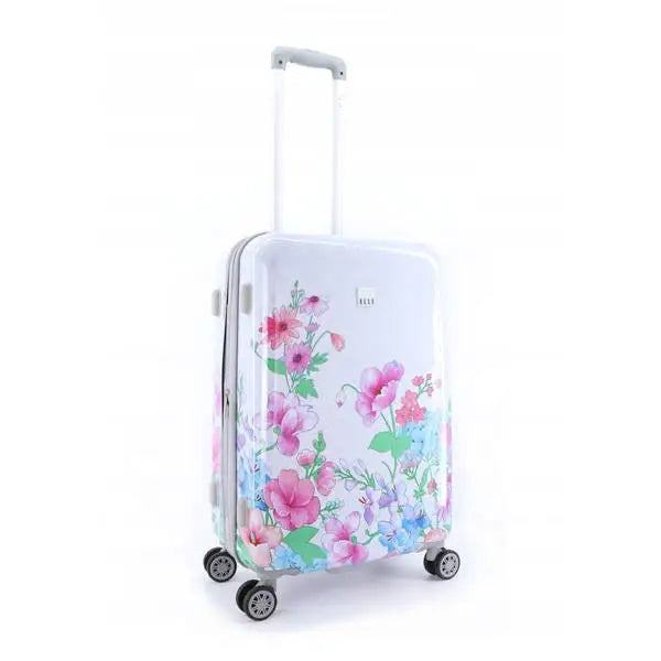 Mellomstor Blomstret Reisekoffert Hvit - Elle Flower