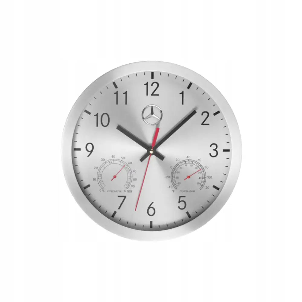Mercedes Veggklokke med 3d-logo Sølv