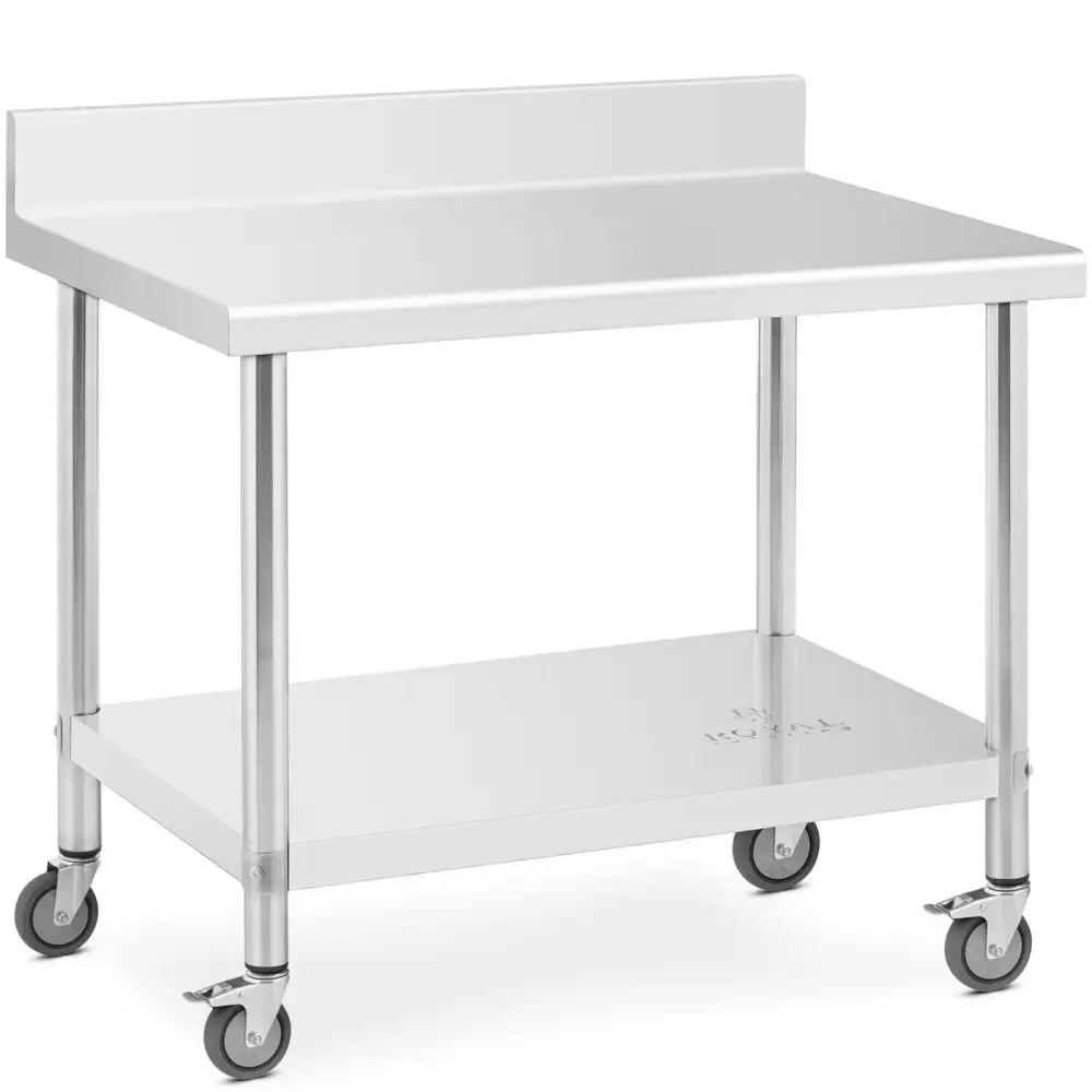 Metal Gastrobord på Hjul med Hylle og Kant Stål 70 x 100 Cm
