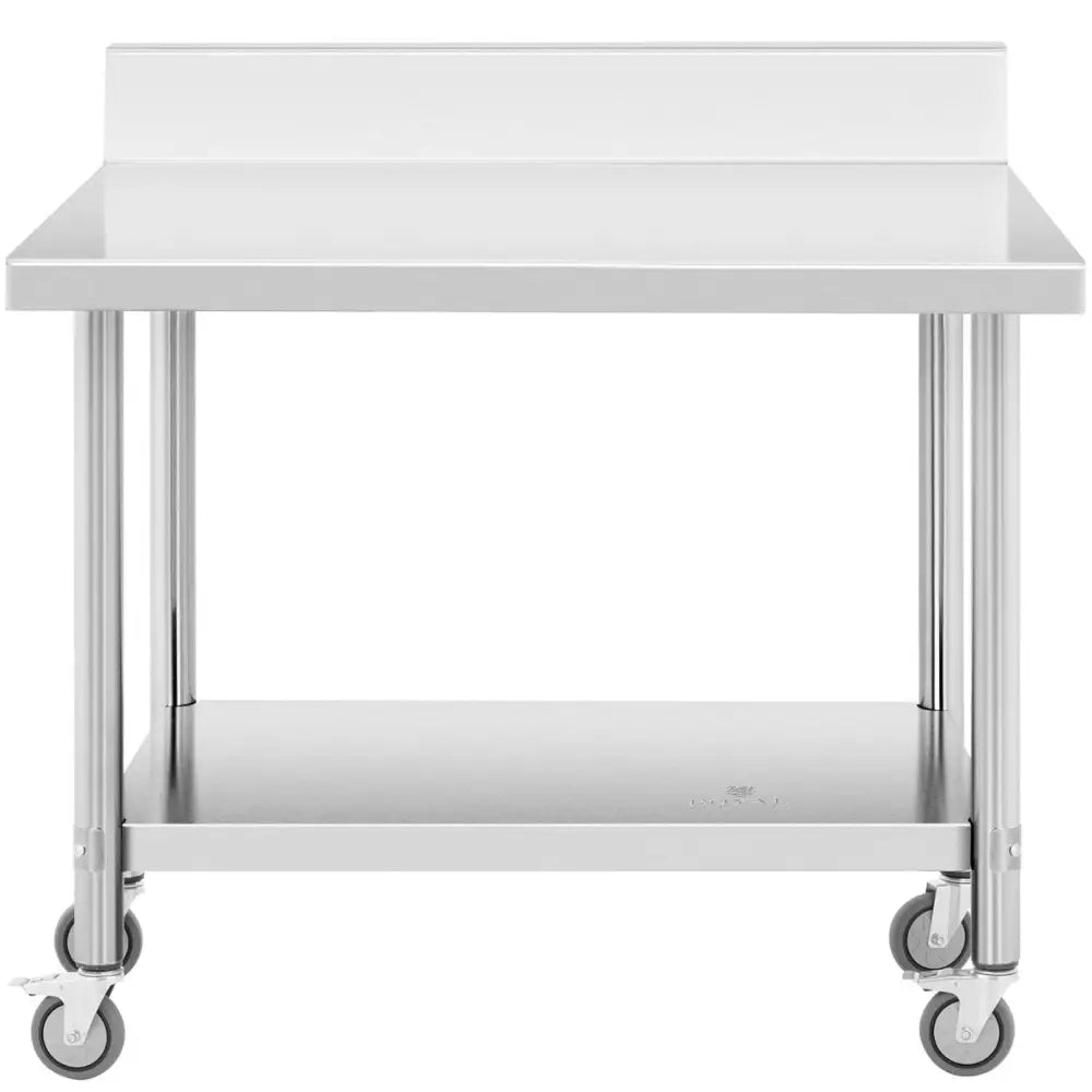 Metal Gastrobord på Hjul med Hylle og Kant Stål 70 x 100 Cm
