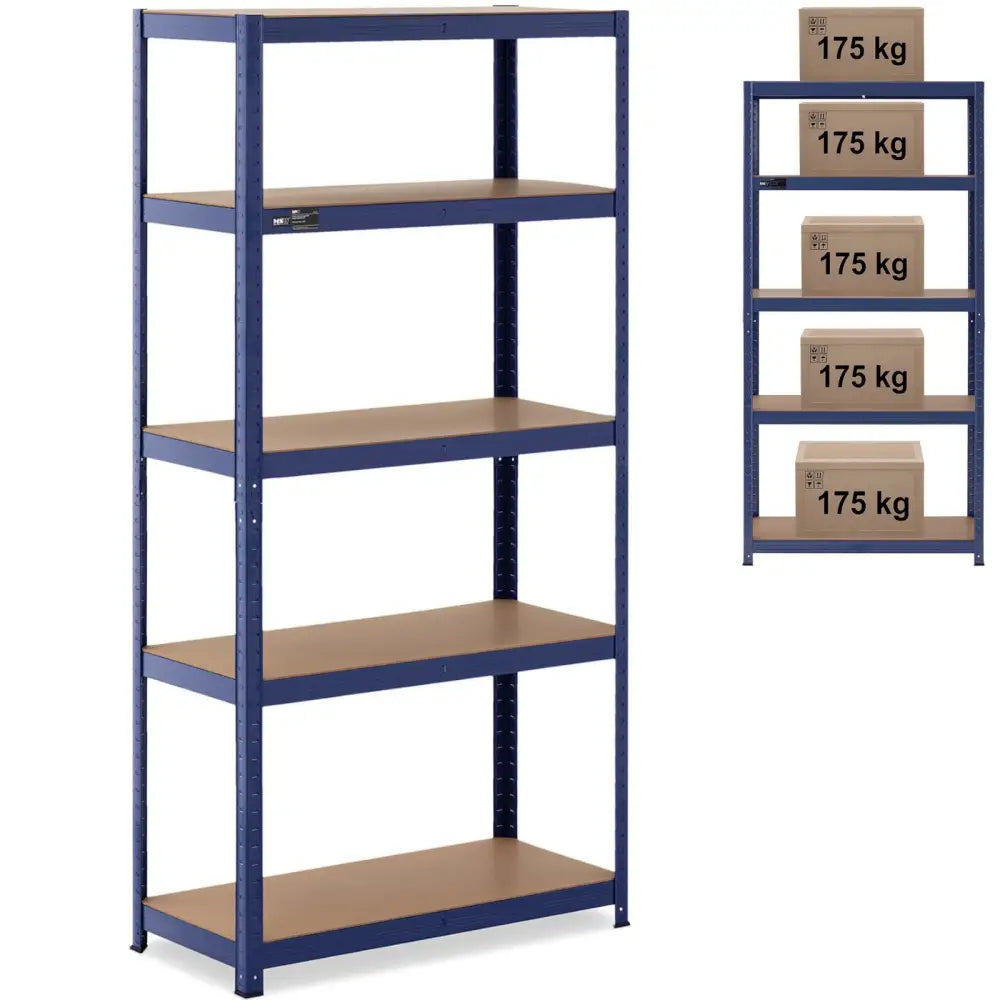 Metall Lagerhylla med 5 Hyller 875 Kg 90 x 40 x 180 Cm Blå