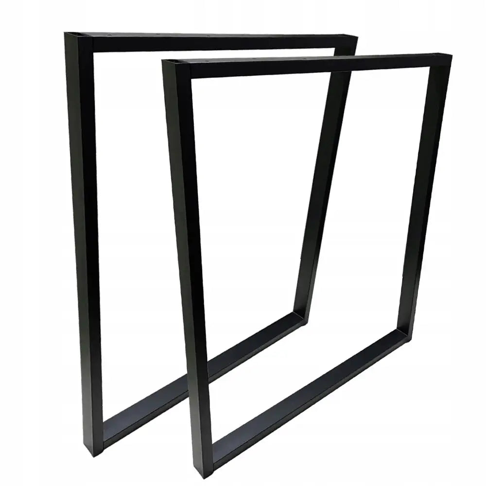 Metallben til bord, to svarte rektangulære ben med matt finish og rette linjer mot hvit bakgrunn.