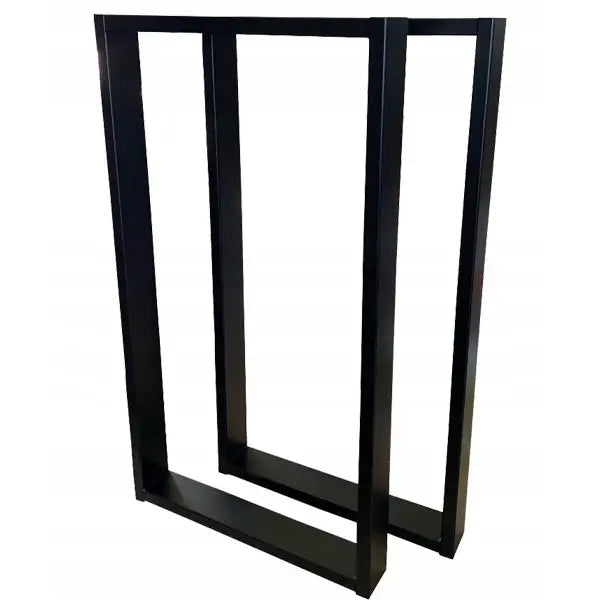 Metallben til Loft Industriell Bord, to svarte rektangulære ben med matt finish og rette linjer, skrå vinkel.