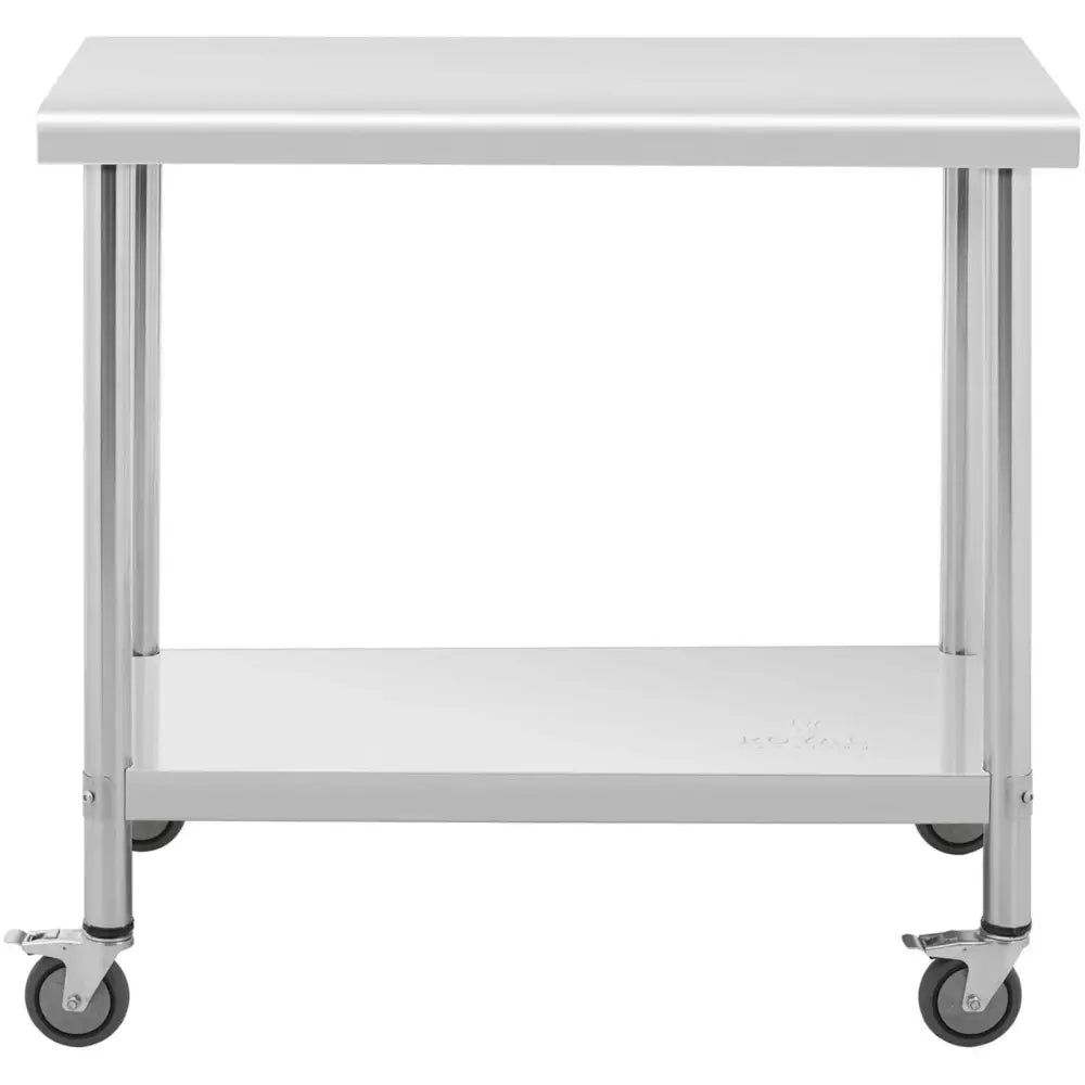 Metallisk Gastronomisk Rullebord med Hylle i Stål 70 x 100 Cm