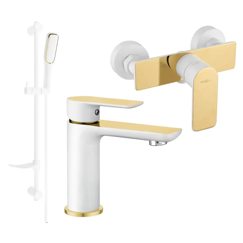 Mexen Alfa Df49 Dusjsett Hvit/gull - 745704df49-