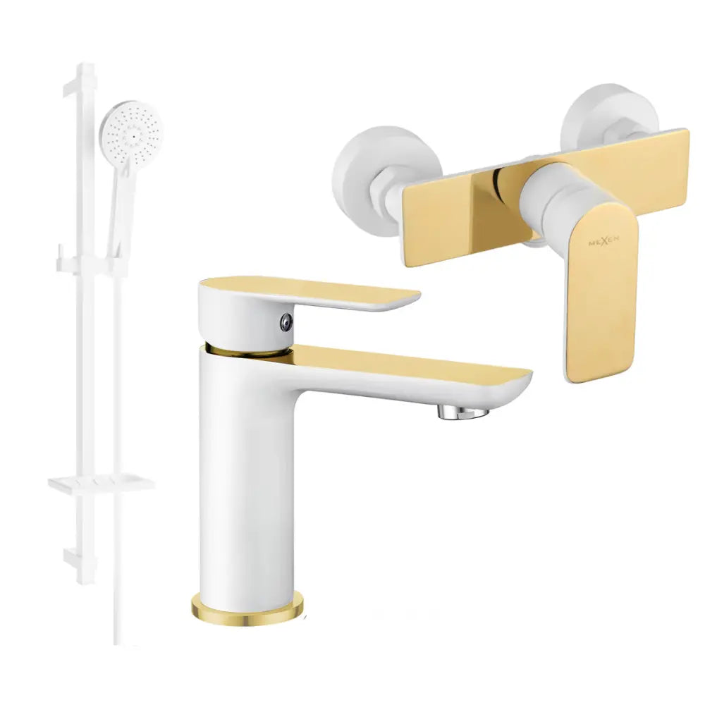 Mexen Alfa Dq40 Dusjsett Hvit/gull - 745704dq40-