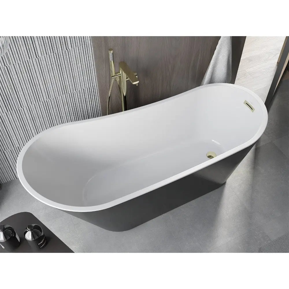 Mexen Alta Frittstående Badekar 170x75 Cm Hvit/svart Gullfarget Overløp - 52141707575-g