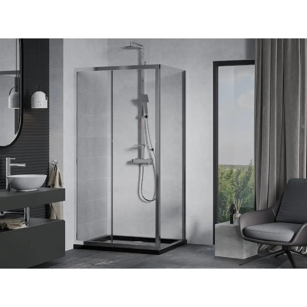 Sort Dusjkabinett 120x80 Cm Skyvedør Gjennomsiktig