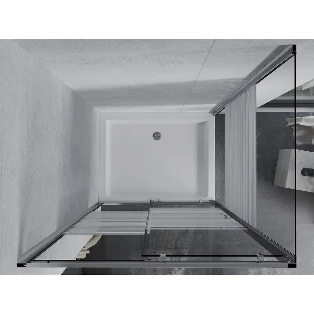 Dusjhjørne med Dusjbrett 100x80 Cm Skyvedør Striper Krom