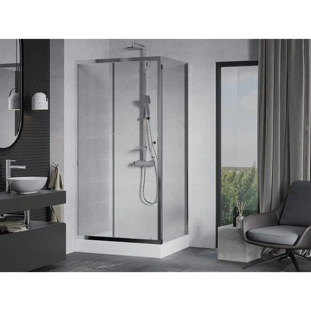 Dusjhjørne med Dusjbrett 120x80 Cm Skyvedør Gjennomsiktig Krom