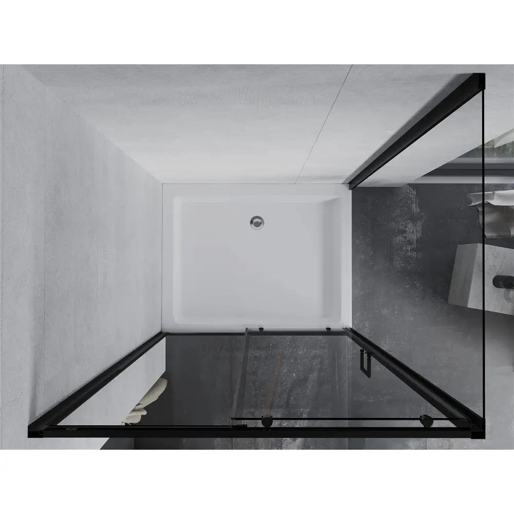 Dusjhjørne med Dusjbrett 120x80 Cm Skyvedør Gjennomsiktig Svart
